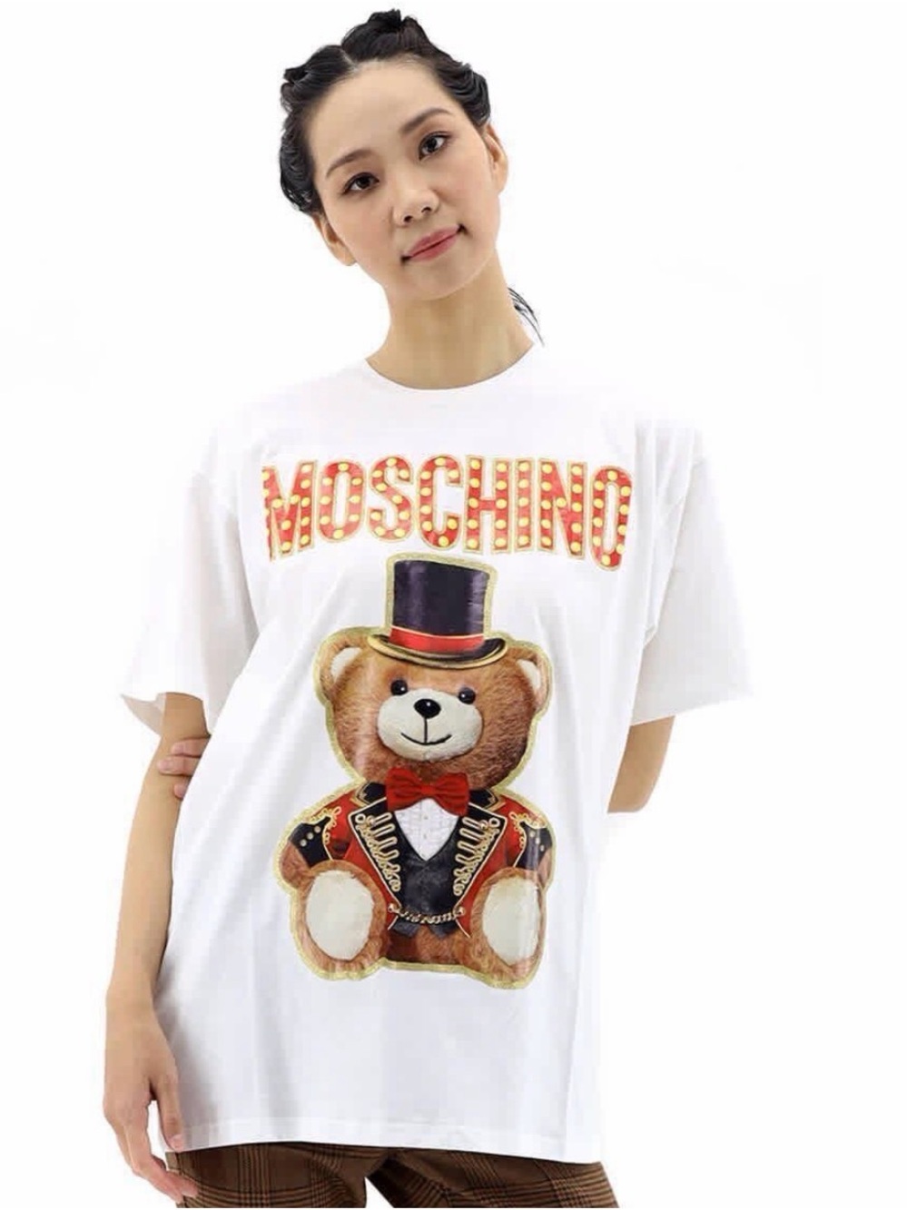 Moschino White Teddy Graphic Oversized Tee